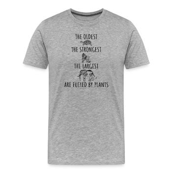 Végétalien le plus ancien le plus fort le plus grand - T-shirt bio Premium Homme - gris chiné - Devant - Damien (186cm)