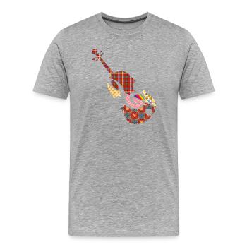 beau violon patchwork avec clé de sol - T-shirt bio Premium Homme - gris chiné - Devant - Damien (186cm)