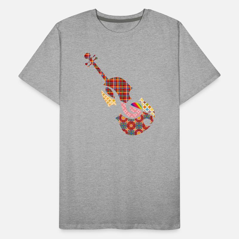 beau violon patchwork avec clé de sol T-shirt bio Premium Homme