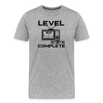 50.Anniversaire , 50 Ans , Niveau de Joueur 50 (25) - T-shirt bio Premium Homme - gris chiné - Devant - Damien (186cm)