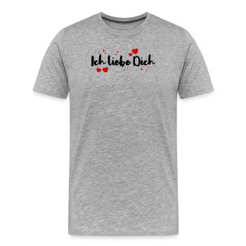 Ich Liebe Dich Spruch Paare Partnerschaft Verliebt - Männer Premium Bio T-Shirt - Grau meliert - Vorne - Damien (186cm)