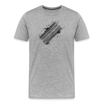 schmutziges Auto Reifenprofil Bremsspur Graffiti - Männer Premium Bio T-Shirt - Grau meliert - Vorne - Damien (186cm)