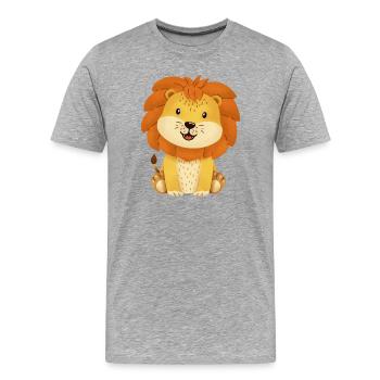 Löwe - Männer Premium Bio T-Shirt - Grau meliert - Vorne - Damien (186cm)