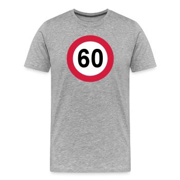 60.Geburtstag , 60 Jahre , Verkehrsschild (25) - Männer Premium Bio T-Shirt - Grau meliert - Vorne - Damien (186cm)