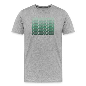 Patron typographique de Philadelphie - T-shirt bio Premium Homme - gris chiné - Devant - Damien (186cm)