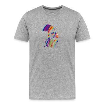 Champignons fantaisie colorés en peinture fluorescente - T-shirt bio Premium Homme - gris chiné - Devant - Damien (186cm)