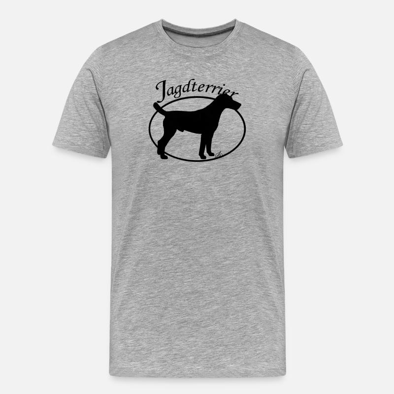 Jagdterrier mit ovalem Rand - Männer Premium Bio T-Shirt - Grau meliert