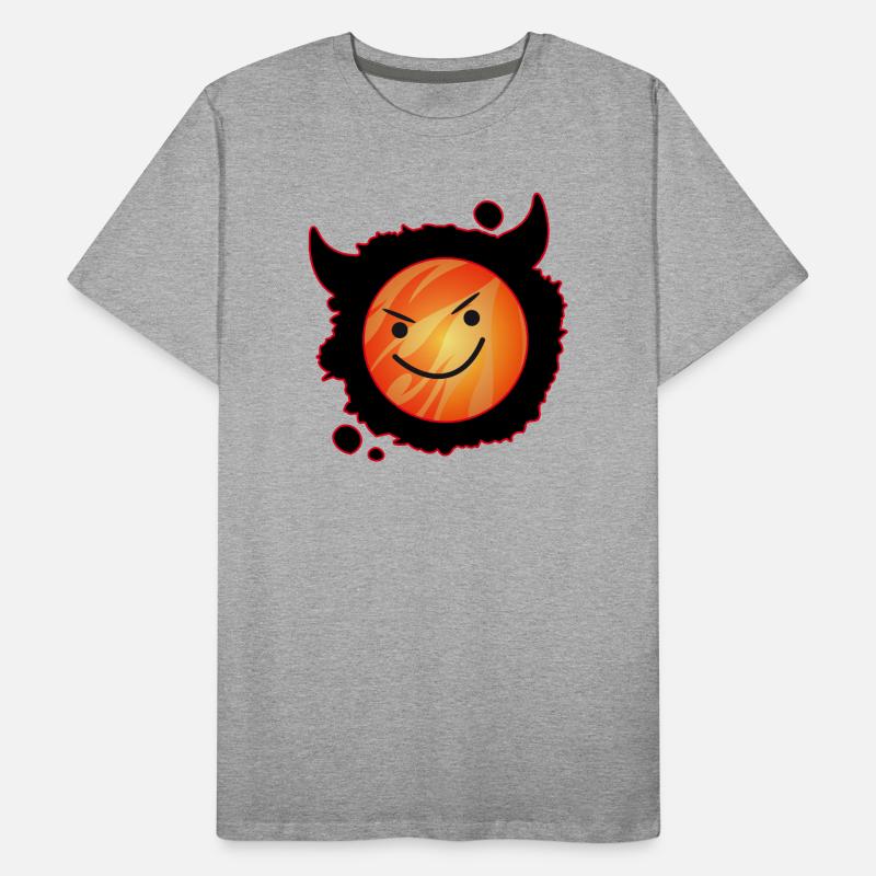 diable mignon en flammes et visage éclatant T-shirt bio Premium Homme