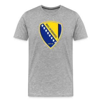 Bosnien Wappen Design - Männer Premium Bio T-Shirt - Grau meliert - Vorne - Damien (186cm)