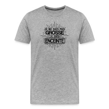 Je ne suis pas grosse je suis enceinte grossesse - T-shirt bio Premium Homme - gris chiné - Devant - Damien (186cm)