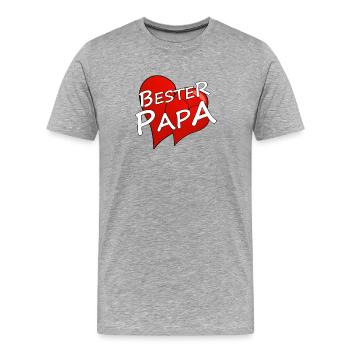 BESTER PAPA - Männer Premium Bio T-Shirt - Grau meliert - Vorne - Damien (186cm)