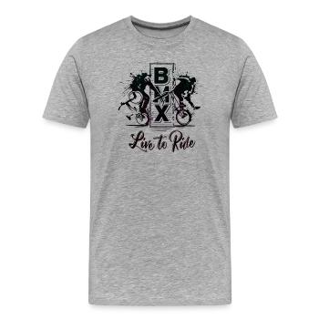 BMX - Live to Ride - Vélo BMX - BMX Freestyle - T-shirt bio Premium Homme - gris chiné - Devant - Damien (186cm)