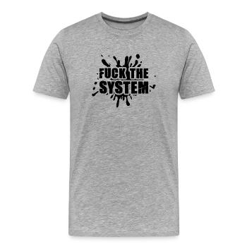 Lustige Maske Masken Mund Nase Mundschutz Sprüche - Männer Premium Bio T-Shirt - Grau meliert - Vorne - Damien (186cm)