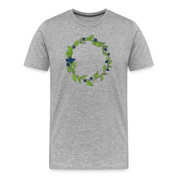 heidelbeer Kranz - Männer Premium Bio T-Shirt - Grau meliert - Vorne - Damien (186cm)