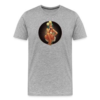 Burlesque Xarah comme pin-up rétro pin up art - T-shirt bio Premium Homme - gris chiné - Devant - Damien (186cm)