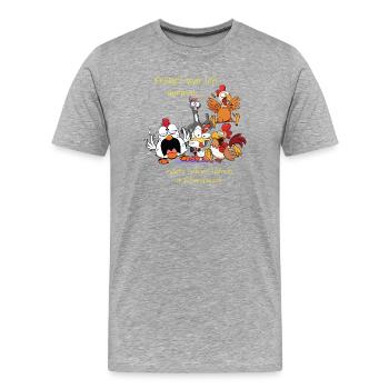 Früher war ich normal ---- Hühnershirt - Männer Premium Bio T-Shirt - Grau meliert - Vorne - Damien (186cm)