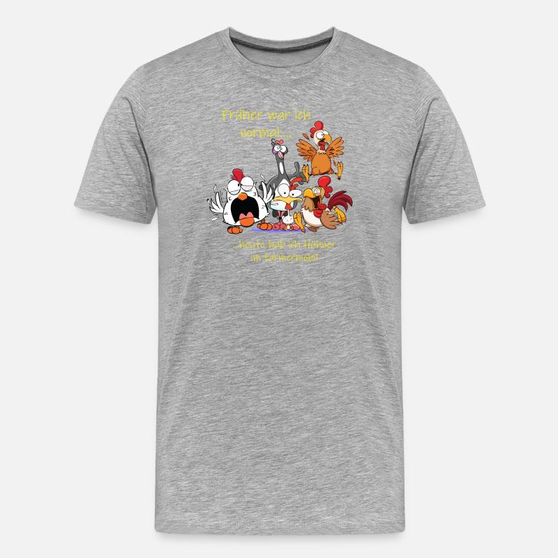 Früher war ich normal ---- Hühnershirt - Männer Premium Bio T-Shirt - Grau meliert