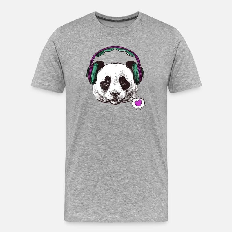 Panda Schwangerschaft - Männer Premium Bio T-Shirt - Grau meliert