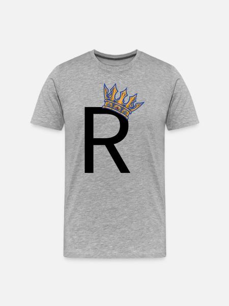 R med krone – Kongelig slåfejl design - Herre Premium T-shirt økologisk - grå meleret