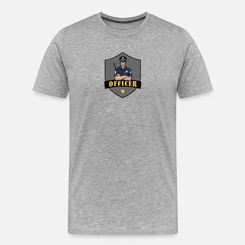 Polizeibeamter Shield Logo - Männer Premium Bio T-Shirt - Grau meliert