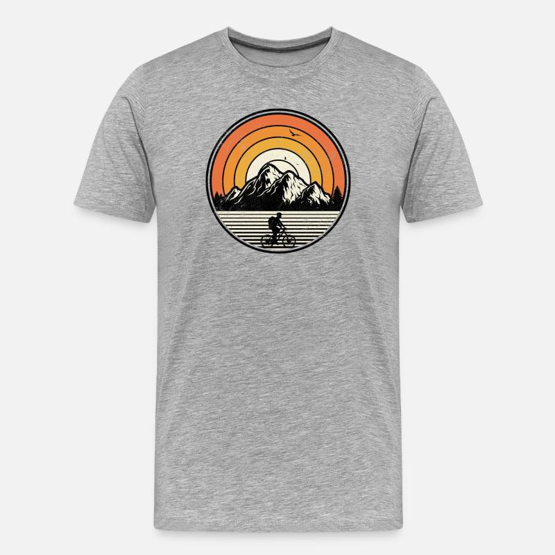 Sunset Mountain Ride - Männer Premium Bio T-Shirt - Grau meliert