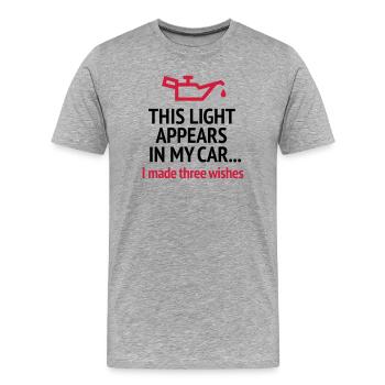 Lustiges blondes Scherzführerscheinautofahröl - Männer Premium Bio T-Shirt - Grau meliert - Vorne - Damien (186cm)