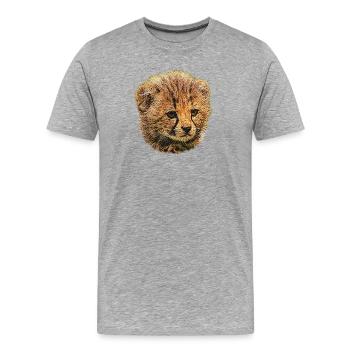 Bébé guépard, bébé animal - T-shirt bio Premium Homme - gris chiné - Devant - Damien (186cm)