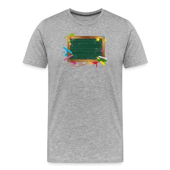 Blackboard for inscription with chalk and blobs - Men's Premium Organic T-Shirt - heather grey - Front - Damien (186cm)