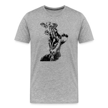Vache Noir Blanc Bande Dessinée - T-shirt bio Premium Homme - gris chiné - Devant - Damien (186cm)