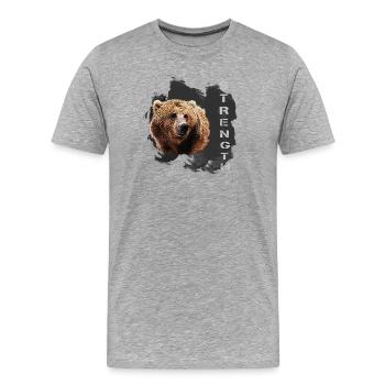 strength, charakter, kodiak bär - Männer Premium Bio T-Shirt - Grau meliert - Vorne - Damien (186cm)
