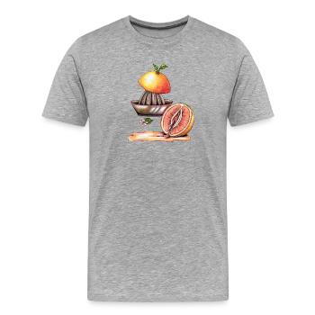 Vulva Grapefruit - Männer Premium Bio T-Shirt - Grau meliert - Vorne - Damien (186cm)