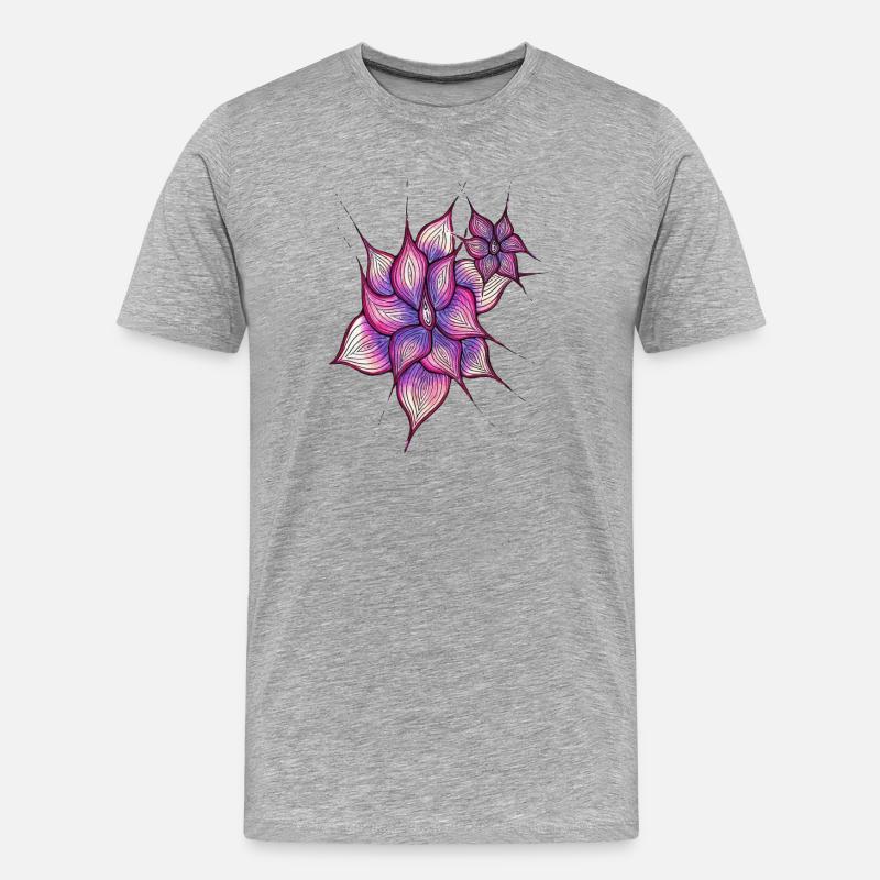 Vulva Blume - Männer Premium Bio T-Shirt - Grau meliert