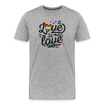 Tolerance Lgbt Rainbow Flag Gay Pride Marriage - Men's Premium Organic T-Shirt - heather grey - Front - Damien (186cm)