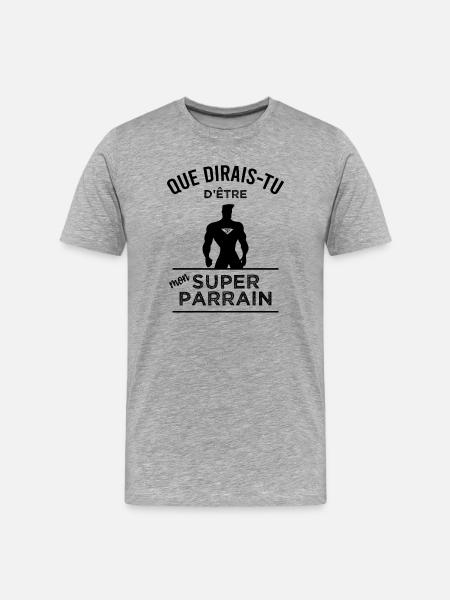 Deviens mon super parrain - T-shirt bio Premium Homme - gris chiné