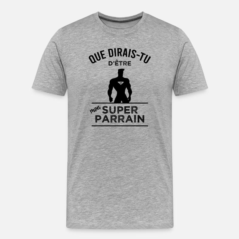 Deviens mon super parrain - T-shirt bio Premium Homme - gris chiné