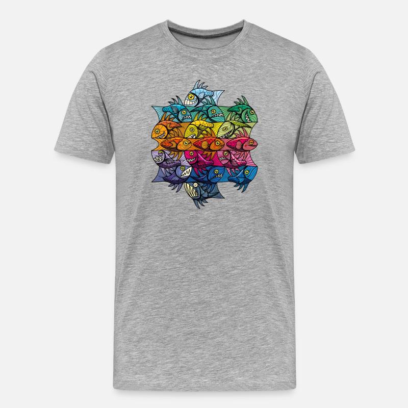Escherfish style Pattern V - Männer Premium Bio T-Shirt - Grau meliert