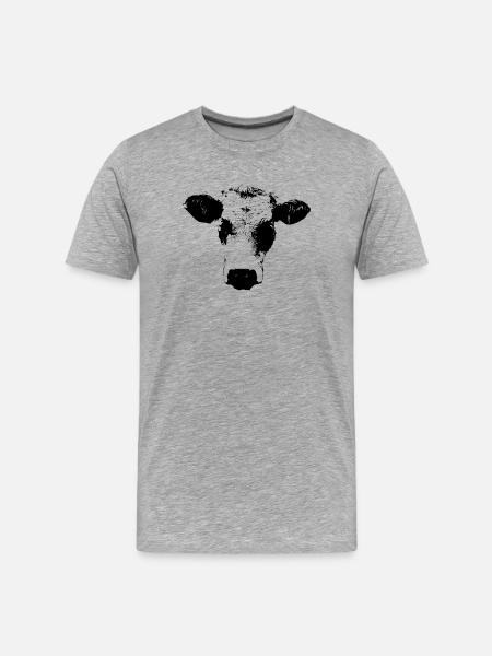 Cow Black Cow Head Gift Farmer - Men's Premium Organic T-Shirt - heather grey