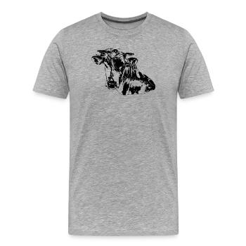 Vache noire - T-shirt bio Premium Homme - gris chiné - Devant - Damien (186cm)