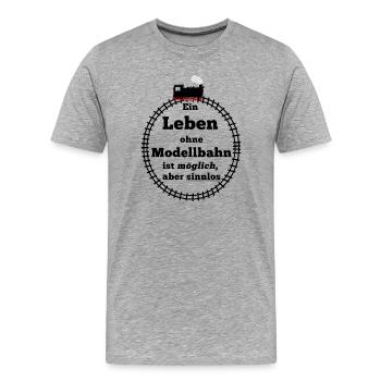 Modelleisenbahn - Männer Premium Bio T-Shirt - Grau meliert - Vorne - Damien (186cm)