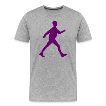 Image d’ombre de Walker violette - T-shirt bio Premium Homme - gris chiné - Devant - Damien (186cm)