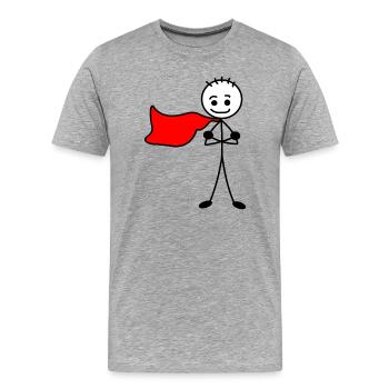 Heldenjunge mit rotem Umhang - Männer Premium Bio T-Shirt - Grau meliert - Vorne - Damien (186cm)