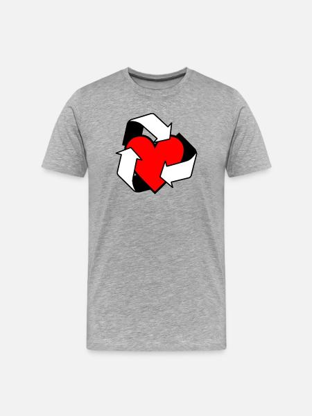 Reusing love with heart white arrows - Men's Premium Organic T-Shirt - heather grey