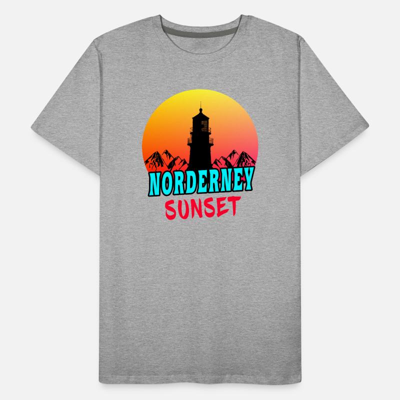 Norderney Sunset Leuchtturm Design / Geschenkidee Männer Premium Bio T-Shirt