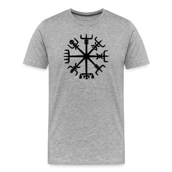 Viking Vegvisir Symbol - Wikinger Wegweiser - Männer Premium Bio T-Shirt - Grau meliert - Vorne - Damien (186cm)