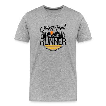 Ultra Trail Running Trail Run Ultra Trail Runner - T-shirt bio Premium Homme - gris chiné - Devant - Damien (186cm)