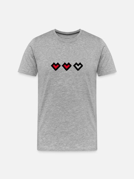 Life bar - Three hearts - Three lives - Men's Premium Organic T-Shirt - heather grey