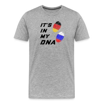 C'est dans mon ADN l'Allemagne et la Russie - T-shirt bio Premium Homme - gris chiné - Devant - Damien (186cm)