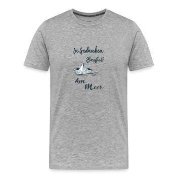 In Gedanken Barfuß am Meer - Männer Premium Bio T-Shirt - Grau meliert - Vorne - Damien (186cm)