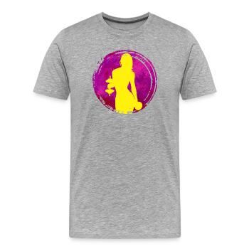 Hantel Training Fitnessstudio Muskelaufbau Workout - Männer Premium Bio T-Shirt - Grau meliert - Vorne - Damien (186cm)