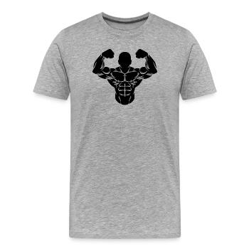 Muscle Man Bodybuilder Gym Workout Gym - T-shirt bio Premium Homme - gris chiné - Devant - Damien (186cm)